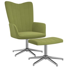 Silla de relajación con reposapiés terciopelo verde claro de vidaXL, Sillones - Ref: Foro24-327735, Precio: 95,99 €, Descuent...