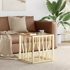 Golden stainless steel and glass coffee table 50x50x50 cm by vidaXL, Coffee table - Ref: Foro24-350042, Price: 132,59 €, Disc...