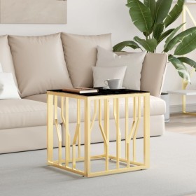 Stainless steel and gold glass coffee table 50x50x50 cm by vidaXL, Coffee table - Ref: Foro24-350044, Price: 129,99 €, Discou...