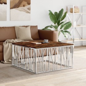 Stainless steel and silver recycled wood coffee table by vidaXL, Coffee table - Ref: Foro24-350069, Price: 232,99 €, Discount: %