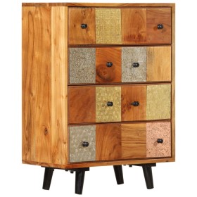 Cómoda de cajones metal y madera maciza de acacia 55x30x75 cm de vidaXL, Cajoneras - Ref: Foro24-354984, Precio: 285,99 €, De...