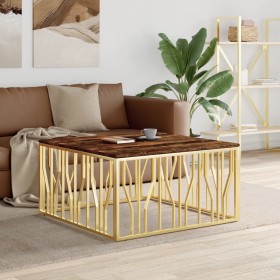 Stainless steel coffee table solid recycled wood gold by vidaXL, Coffee table - Ref: Foro24-350070, Price: 312,60 €, Discount: %