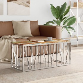 Stainless steel and silver recycled wood coffee table by vidaXL, Coffee table - Ref: Foro24-350056, Price: 138,99 €, Discount: %