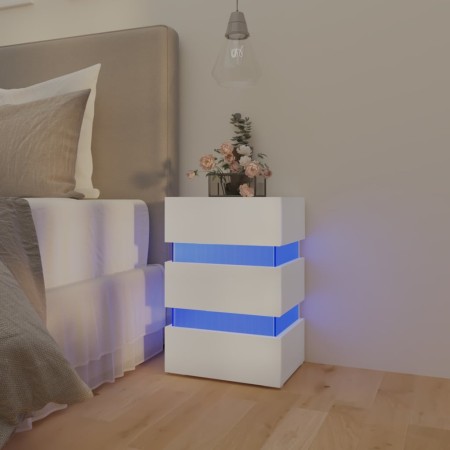 Bedside table LED light engineered wood white 45x35x67 cm by vidaXL, Nightstands - Ref: Foro24-326840, Price: 112,76 €, Disco...