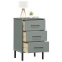 OSLO gray pine solid wood metal legs bedside table by vidaXL, Nightstands - Ref: Foro24-350977, Price: 86,89 €, Discount: %