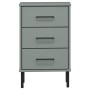 OSLO gray pine solid wood metal legs bedside table by vidaXL, Nightstands - Ref: Foro24-350977, Price: 86,89 €, Discount: %