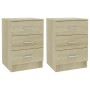 Bedside tables 2 units, particle board, Sonoma oak color, 38x35x56cm by vidaXL, Nightstands - Ref: Foro24-800457, Price: 96,6...