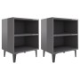 Bedside tables with metal legs, set of 2, glossy gray, 40x30x50 cm by vidaXL, Nightstands - Ref: Foro24-805814, Price: 45,99 ...