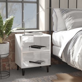 Bedside tables metal legs 2 units glossy white 40x30x50 cm by vidaXL, Nightstands - Ref: Foro24-805810, Price: 45,93 €, Disco...