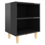 Mesita de noche con patas madera negro brillo 40x30x50 cm de vidaXL, Mesitas de noche - Ref: Foro24-805793, Precio: 40,24 €, ...