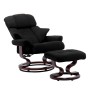 Silla reclinable y reposapiés madera curvada cuero sint. negro de vidaXL, Sillones - Ref: Foro24-289858, Precio: 366,29 €, De...