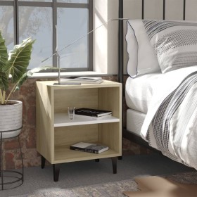 Bedside tables with white oak and Sonoma metal legs 40x30x50 cm by vidaXL, Nightstands - Ref: Foro24-805808, Price: 53,57 €, ...