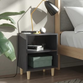 Bedside tables 2 pcs glossy gray wooden legs 40x30x50 cm by vidaXL, Nightstands - Ref: Foro24-805796, Price: 54,75 €, Discoun...