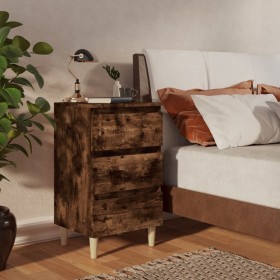 Bedside table solid wood legs smoked oak 40x35x69 cm by vidaXL, Nightstands - Ref: Foro24-813134, Price: 40,76 €, Discount: %