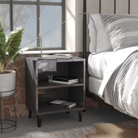 Bedside table with glossy gray metal legs 40x30x50 cm by vidaXL, Nightstands - Ref: Foro24-805813, Price: 34,46 €, Discount: %