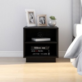 Solid black pine wood bedside table 40x34x40 cm by vidaXL, Nightstands - Ref: Foro24-813333, Price: 32,40 €, Discount: %