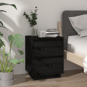 Mesita de noche madera maciza de pino negro 40x35x50 cm de vidaXL, Mesitas de noche - Ref: Foro24-813323, Precio: 46,99 €, De...