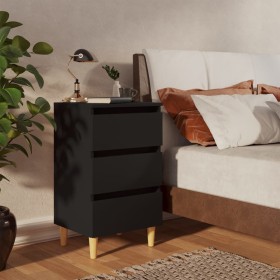 Mesita de noche con patas de madera maciza negro 40x35x69 cm de vidaXL, Mesitas de noche - Ref: Foro24-805889, Precio: 52,99 ...