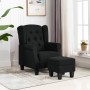 Sillón con taburete reposapiés de tela negro de vidaXL, Sillones - Ref: Foro24-320153, Precio: 242,34 €, Descuento: %