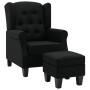 Sillón con taburete reposapiés de tela negro de vidaXL, Sillones - Ref: Foro24-320153, Precio: 242,34 €, Descuento: %