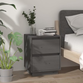 Solid gray pine wood bedside table 40x35x50 cm by vidaXL, Nightstands - Ref: Foro24-813319, Price: 54,99 €, Discount: %