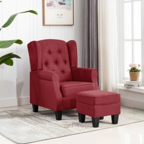 Red fabric armchair with footrest stool by vidaXL, Armchairs - Ref: Foro24-320154, Price: 265,99 €, Discount: %