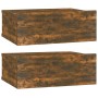 Floating bedside table 2 units smoked oak wood 40x30x15cm by vidaXL, Nightstands - Ref: Foro24-815283, Price: 30,08 €, Discou...