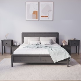 Mesitas de noche 2 uds madera de pino gris 79,5x38x65,5 cm de vidaXL, Mesitas de noche - Ref: Foro24-814544, Precio: 130,99 €...