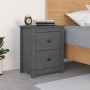 Mesita de noche madera maciza de pino gris 50x35x61,5 cm de vidaXL, Mesitas de noche - Ref: Foro24-813683, Precio: 61,98 €, D...