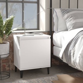 Mesita de noche con patas de metal blanco 40x30x50 cm de vidaXL, Mesitas de noche - Ref: Foro24-805833, Precio: 34,75 €, Desc...