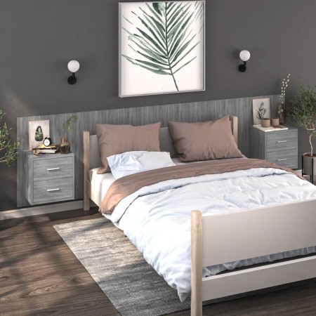 Wall bedside table 2 units Sonoma gray by vidaXL, Nightstands - Ref: Foro24-816961, Price: 95,11 €, Discount: %