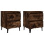 Bedside table 2 pcs smoked oak metal legs 40x35x50 cm by vidaXL, Nightstands - Ref: Foro24-813129, Price: 84,92 €, Discount: %