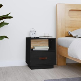 Solid black pine wood bedside table 40x34x45 cm by vidaXL, Nightstands - Ref: Foro24-818303, Price: 45,47 €, Discount: %