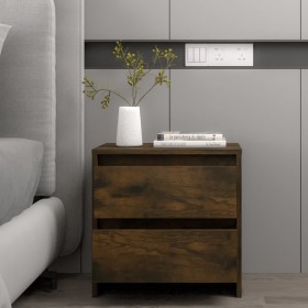 Smoked oak engineered wood bedside table 45x34.5x44.5 cm by vidaXL, Nightstands - Ref: Foro24-813038, Price: 28,99 €, Discoun...