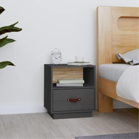 Mesita de noche madera maciza de pino gris 40x34x45 cm de vidaXL, Mesitas de noche - Ref: Foro24-818299, Precio: 45,47 €, Des...