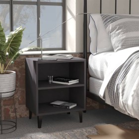 Mesitas de noche con patas de metal 2 uds gris 40x30x50 cm de vidaXL, Mesitas de noche - Ref: Foro24-805802, Precio: 49,99 €,...