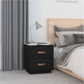 Solid black pine wood bedside table 40x34x45 cm by vidaXL, Nightstands - Ref: Foro24-818333, Price: 47,99 €, Discount: %