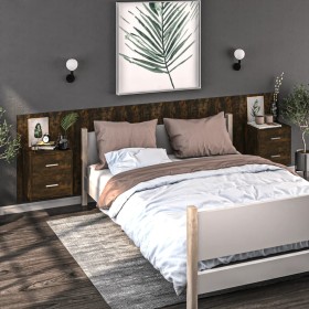 Wall-mounted bedside table, 2 units, smoked oak color by vidaXL, Nightstands - Ref: Foro24-816959, Price: 79,42 €, Discount: %