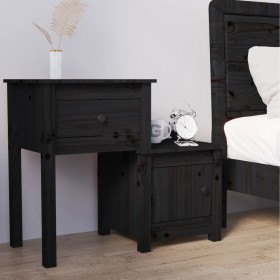 Mesita de noche madera maciza de pino negro 79,5x38x65,5 cm de vidaXL, Mesitas de noche - Ref: Foro24-814547, Precio: 64,03 €...