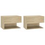 Wall bedside table 2 units Sonoma oak color by vidaXL, Nightstands - Ref: Foro24-810960, Price: 57,83 €, Discount: %