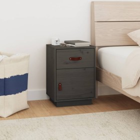 Solid pine wood bedside table in gray, 40x34x55 cm by vidaXL, Nightstands - Ref: Foro24-818309, Price: 48,99 €, Discount: %