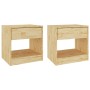 Mesitas de noche 2 uds madera maciza de pino 40x31x40 cm de vidaXL, Mesitas de noche - Ref: Foro24-808064, Precio: 54,61 €, D...