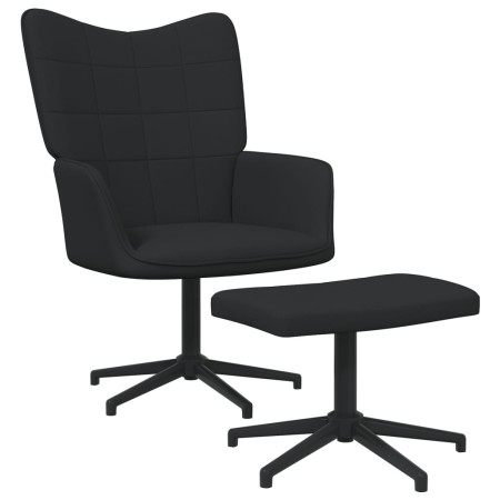 Silla de relajación con reposapiés tela negro de vidaXL, Sillones - Ref: Foro24-327980, Precio: 97,80 €, Descuento: %