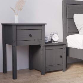 Solid pine wood bedside table in gray, 79.5x38x65.5 cm by vidaXL, Nightstands - Ref: Foro24-814543, Price: 71,99 €, Discount: %