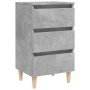 Mesita de noche patas madera maciza gris hormigón 40x35x69 cm de vidaXL, Mesitas de noche - Ref: Foro24-805895, Precio: 54,75...