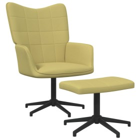 Silla de relajación con reposapiés de tela verde de vidaXL, Sillones - Ref: Foro24-327979, Precio: 97,99 €, Descuento: %