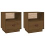 Mesitas de noche 2 uds madera de pino marrón miel 40x34x45 cm de vidaXL, Mesitas de noche - Ref: Foro24-818302, Precio: 71,87...