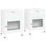 Nightstands 2 pcs steel and white glass 40x30x54.5 cm by vidaXL, Nightstands - Ref: Foro24-3095203, Price: 158,64 €, Discount: %