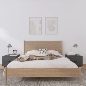 Mesitas de noche 2 uds madera maciza de pino gris 40x34x35 cm de vidaXL, Mesitas de noche - Ref: Foro24-818290, Precio: 69,99...