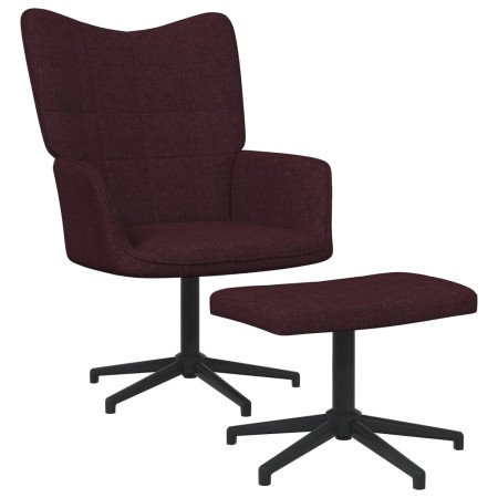 Silla de relajación con taburete de tela morado de vidaXL, Sillones - Ref: Foro24-327984, Precio: 89,07 €, Descuento: %